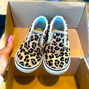 Leopard/True White slip on Vans size 7c gently worn